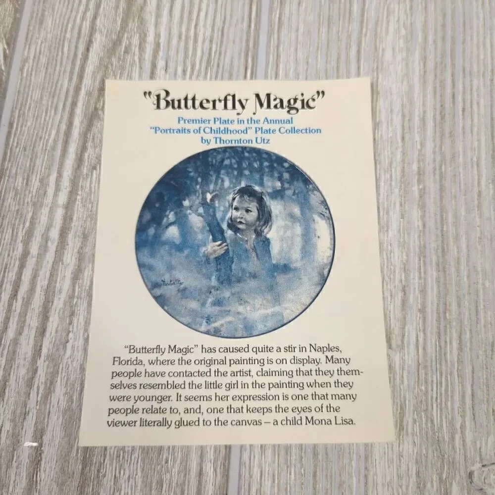 Vintage 8.5'' Viletta Butterfly Magic Plate in Box w/ COA Collectors Decorative